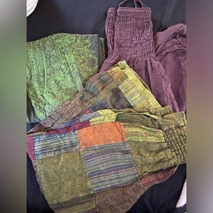 3 pairs of new cotton Hippi pants /Harem overalls made in Bali/sold together